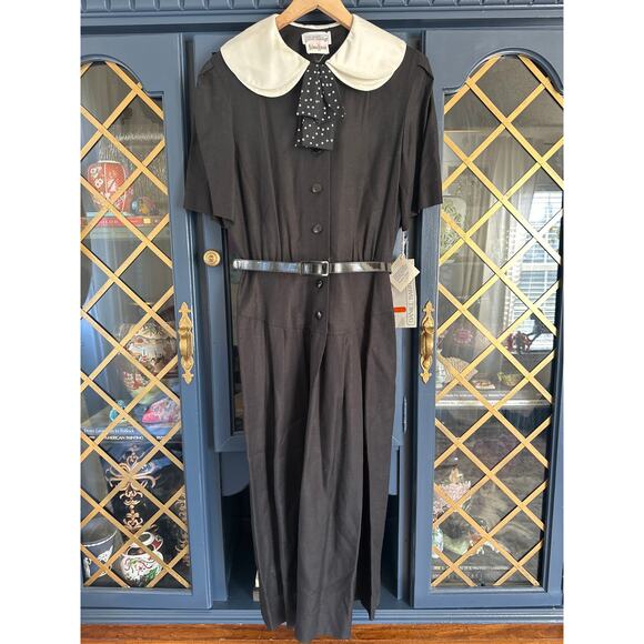 Vintage NWT Daniel Barrett for Neiman Marcus Black Peter Pan Collar Dress Sz 14 - Picture 2 of 12